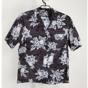 Hawaii Blues Mens XXL Pineapple Hibiscus Tropical Hawaiian Shirt Black Gray USA